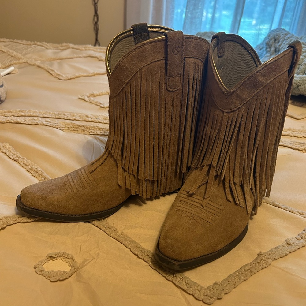 Ariat Tan Suede Fringe Boots